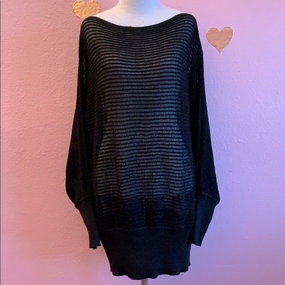 BCBG MAX AZRIA Metallic black oversized sweater